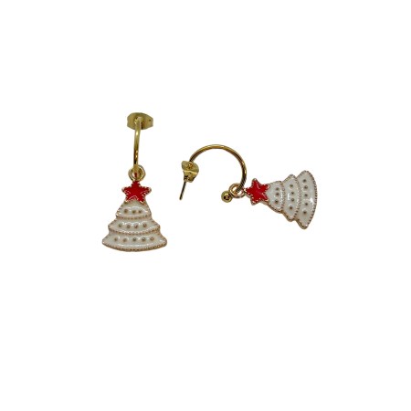 earrings hoop steel gold christmas tree2